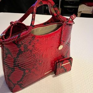 NWT BRAHMIN LIPSTICK OMBRÉ MELBOURNE SATCHEL HANDBAG AND WALLET